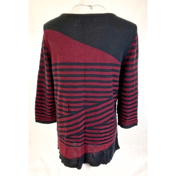 DANA BUCHMAN 3/4 Sleeve Long Striped Sweater - Picture 4 of 5